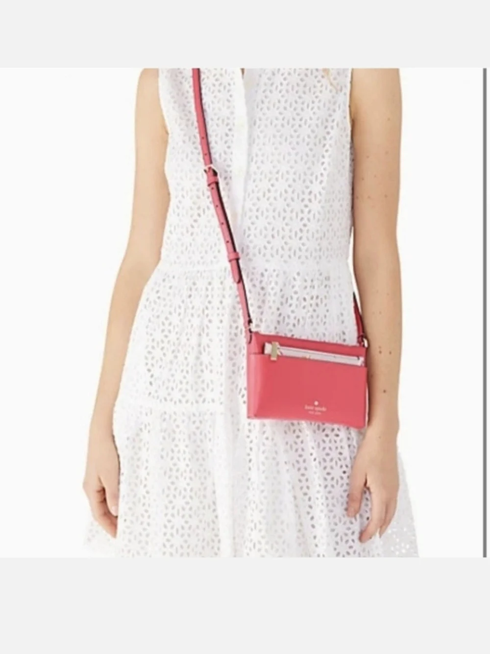 NWT Kate Spade New York Sadie Saffiano Leather Crossbody Top Zip Pink Bag
